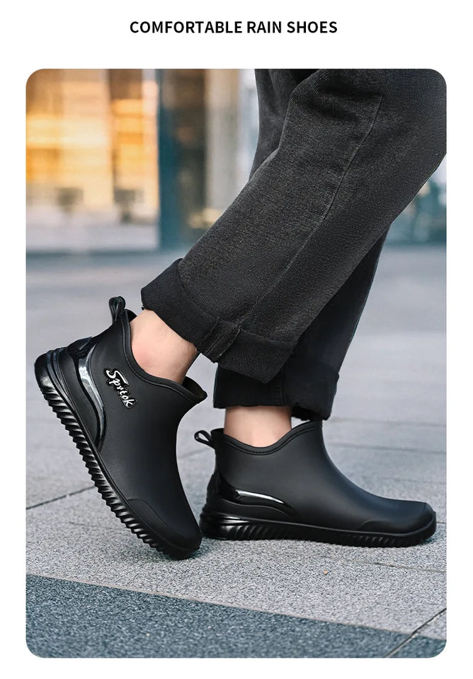 Couples Short Rain Shoes Fashion Light Waterproof Shoes Non-Slip Sports Korean Rain Boots