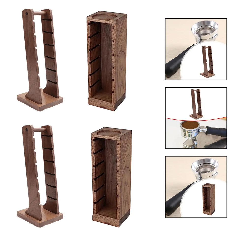 Coffee Powder Bowl Storage Shelf Wooden Multifunction Coffee Filter Basket