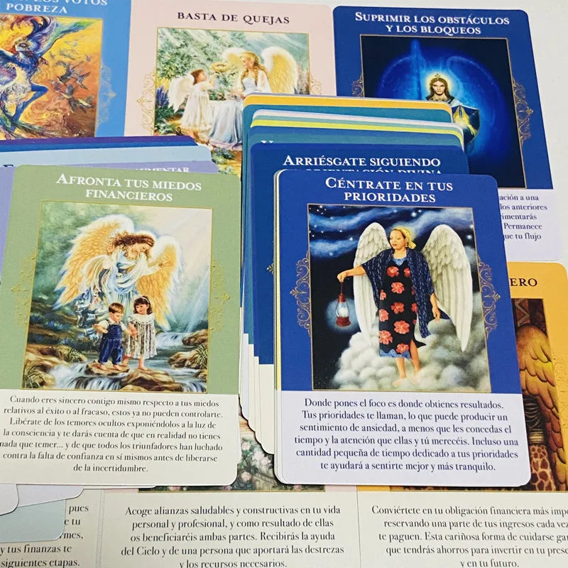 Angels of abundance oracle cards 44 deck 10.4*7.4cm Spanish Version Fate Divination Tarot Board Game Ángeles de abundancia