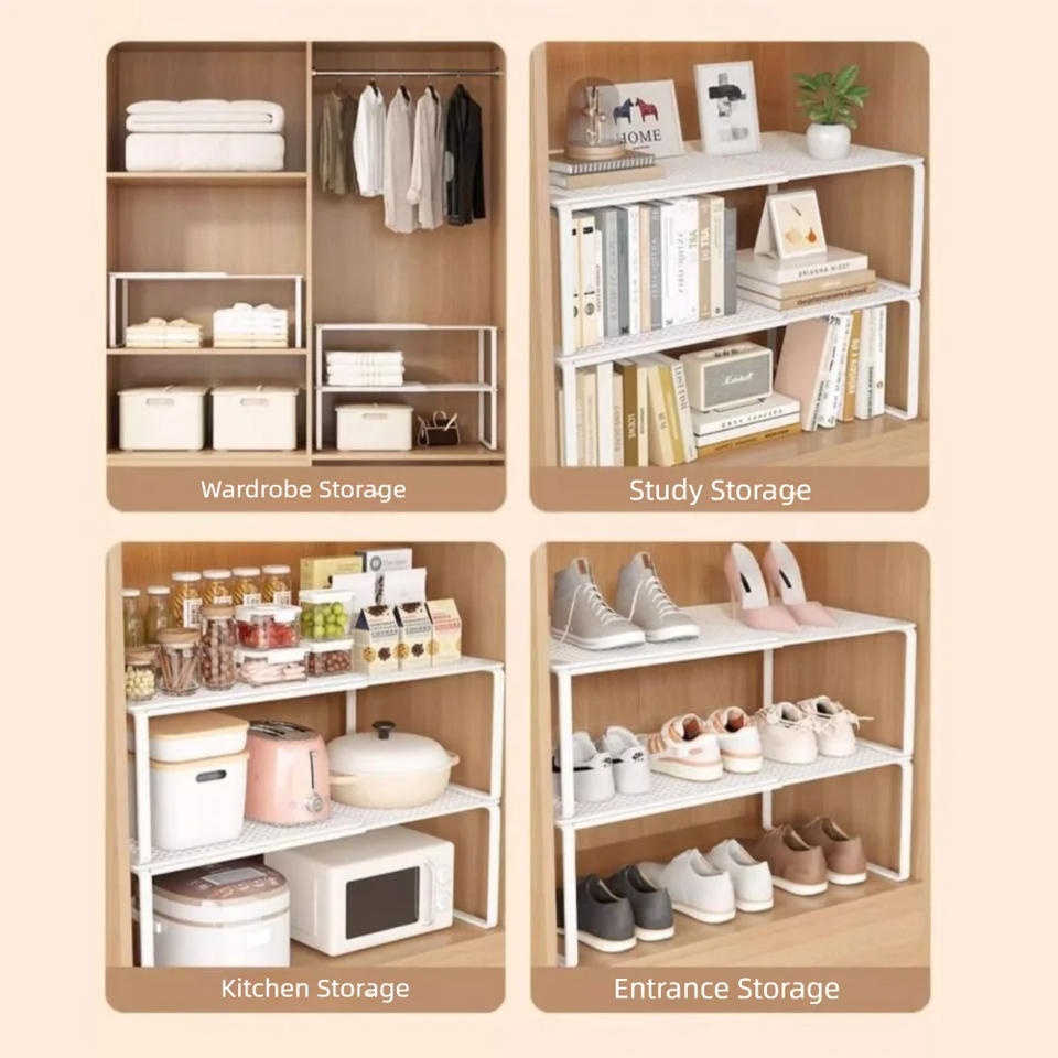 Closet Shelf Wardrobe Organizer Wardrobe Divider Board Stackable Shelves Clother Storage Rack Telescopic Adjustable