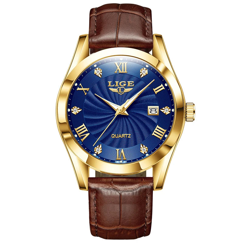 LIGE New Luxury Watch for Men Military Leather Man Wristwatch Quartz Clock Waterproof Luminous Date Week Men's Watches Reloj+box