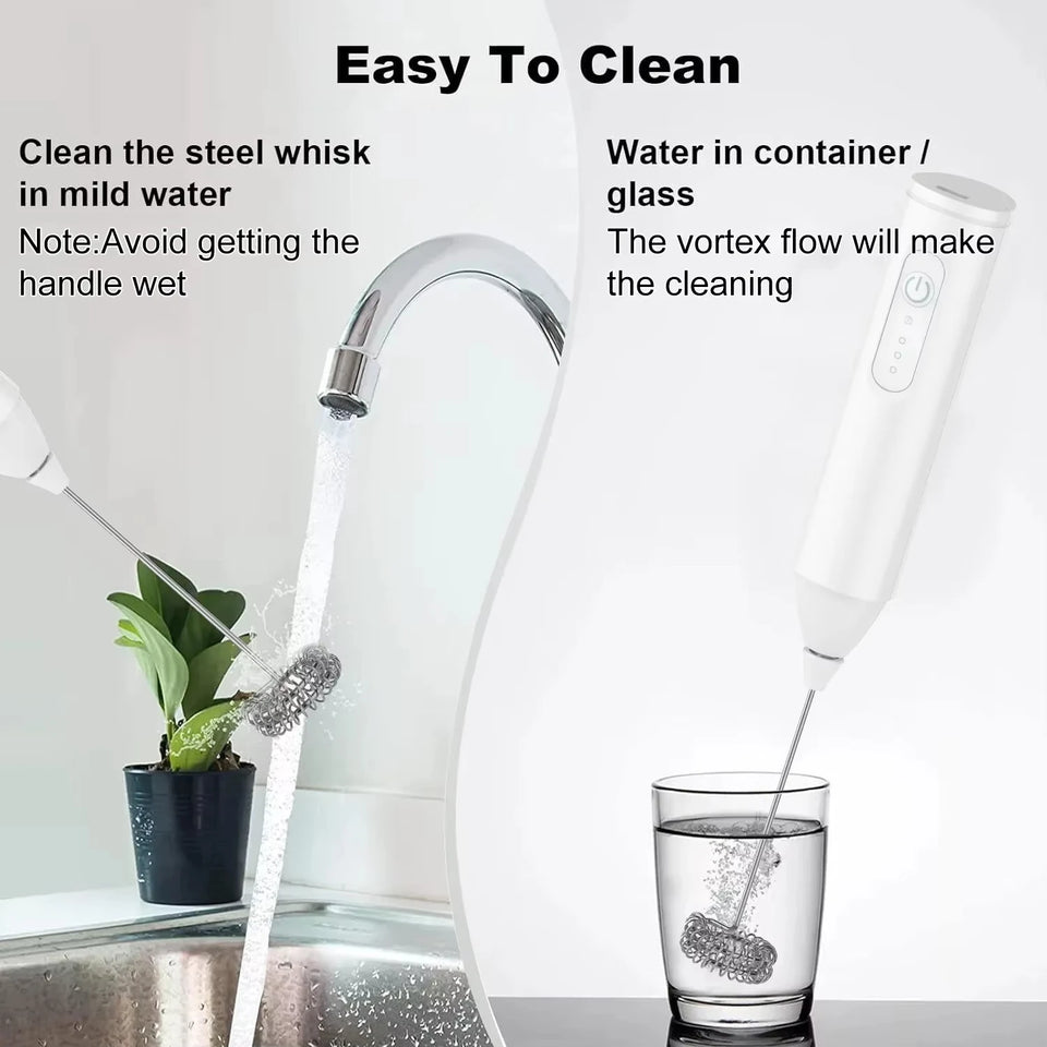 1 electric coffee frother, milk frother, egg beater, handheld 3-speed rechargeable cream maker, 3-speed kitchen mixer