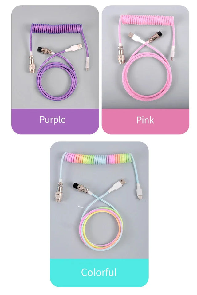 3M Type C Mechanical Keyboard Coiled Cable USB Keyboard Wire Mechanical Keyboard Aviator Desktop Computer Aviation Connector
