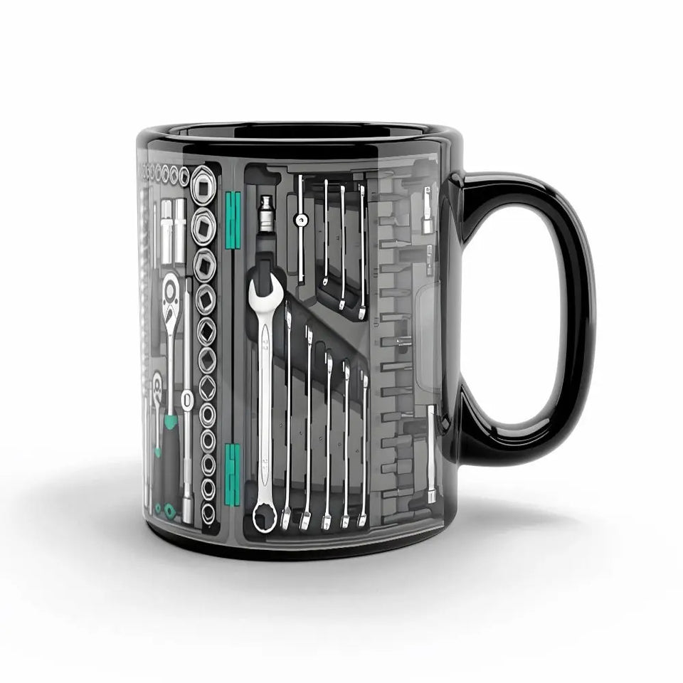 Funny 325ml Coffee Mug Ceramic Toolbox Design Mechanic Water Cup Sturdy Wrench Pattern Mechanic Mug Auto/Car Mechanic Gift