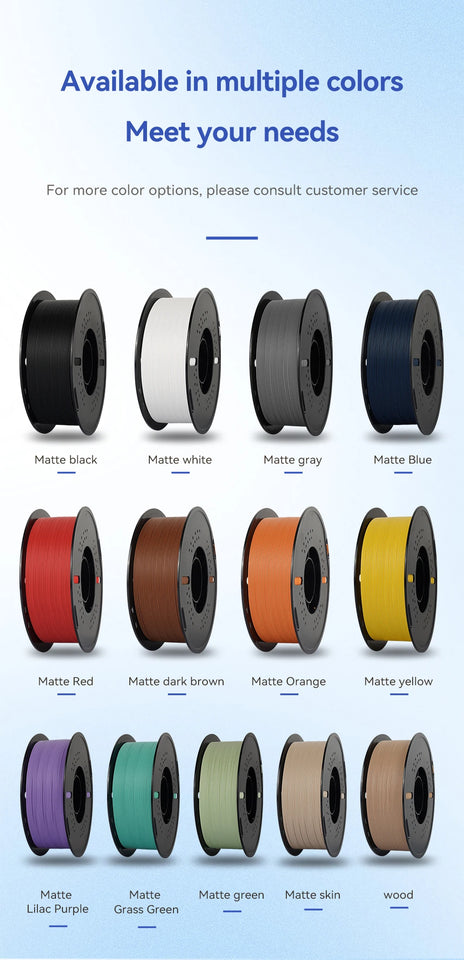 KINGROON 3D Printer Filament PLA Matte Filament 1.75mm 1KG 2KG 3KG High Precision No Bubbles 3D Printer Materials