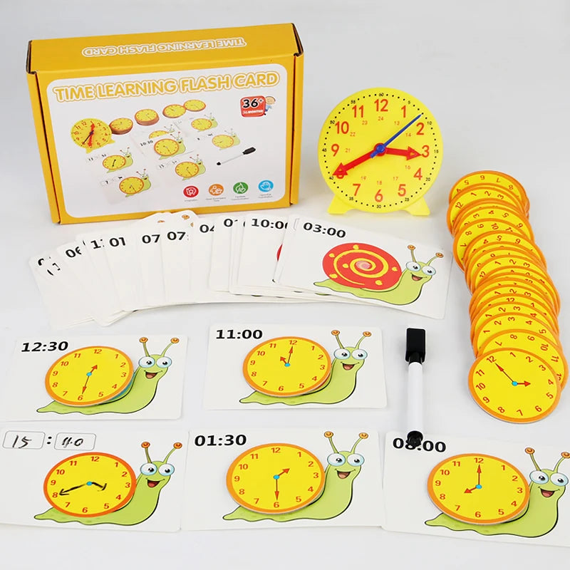 Montessori Toy Snail Clock Educational Toys Hour Minute Second Cognition Matching Puzzle Toys Kids Early Preschool Teaching Aids