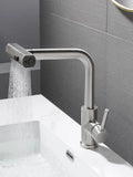 360° rotating, 3-mode waterfall pull-out kitchen faucet, suitable for kitchen sinks, made of stainless steel.