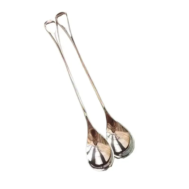 2Pcs Stainless Steel Coffee Stirring Spoon Long Handle Ice Cream Dessert Tea Spoon For Picnic Drinkware Tableware Kitchen Supply