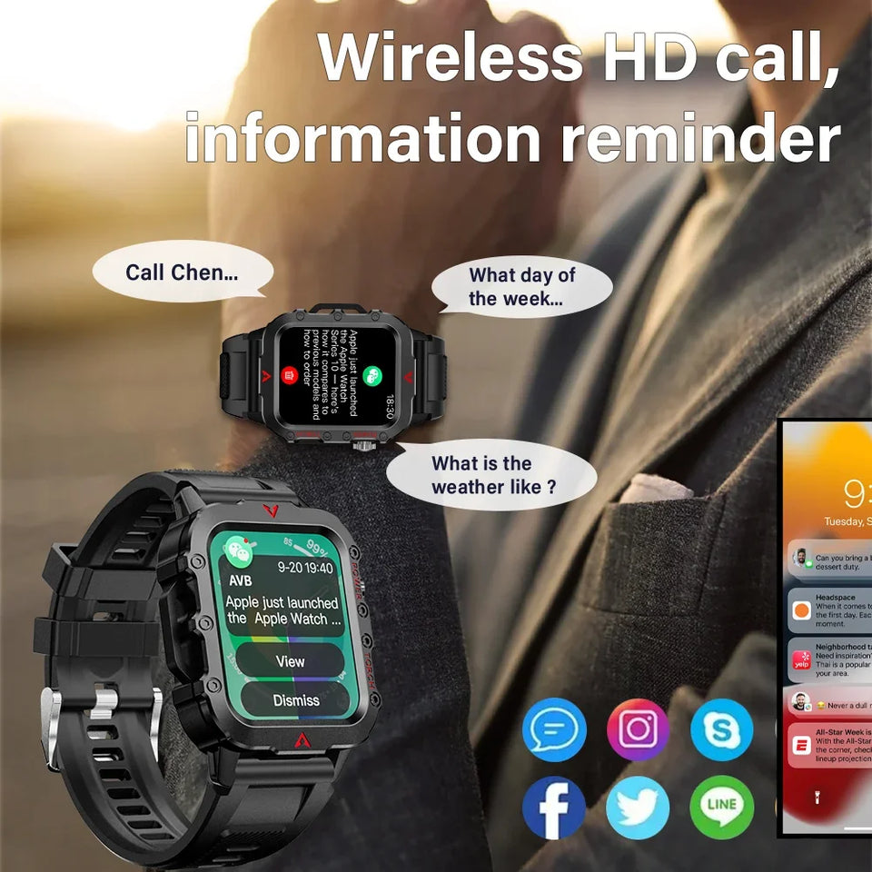 2025 New LED Men's Smartwatch 1.73" Screen Bluetooth Answer Call Smartwatch Multi Sport Modes Health Monitoring Fitness Watches