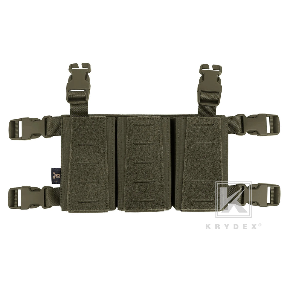 KRYDEX Tactical MOLLE Placard 5.56 Triple Magazine Pouch Front Panel Retention Insert Holder For Chest Rig Plate Carrier Vest