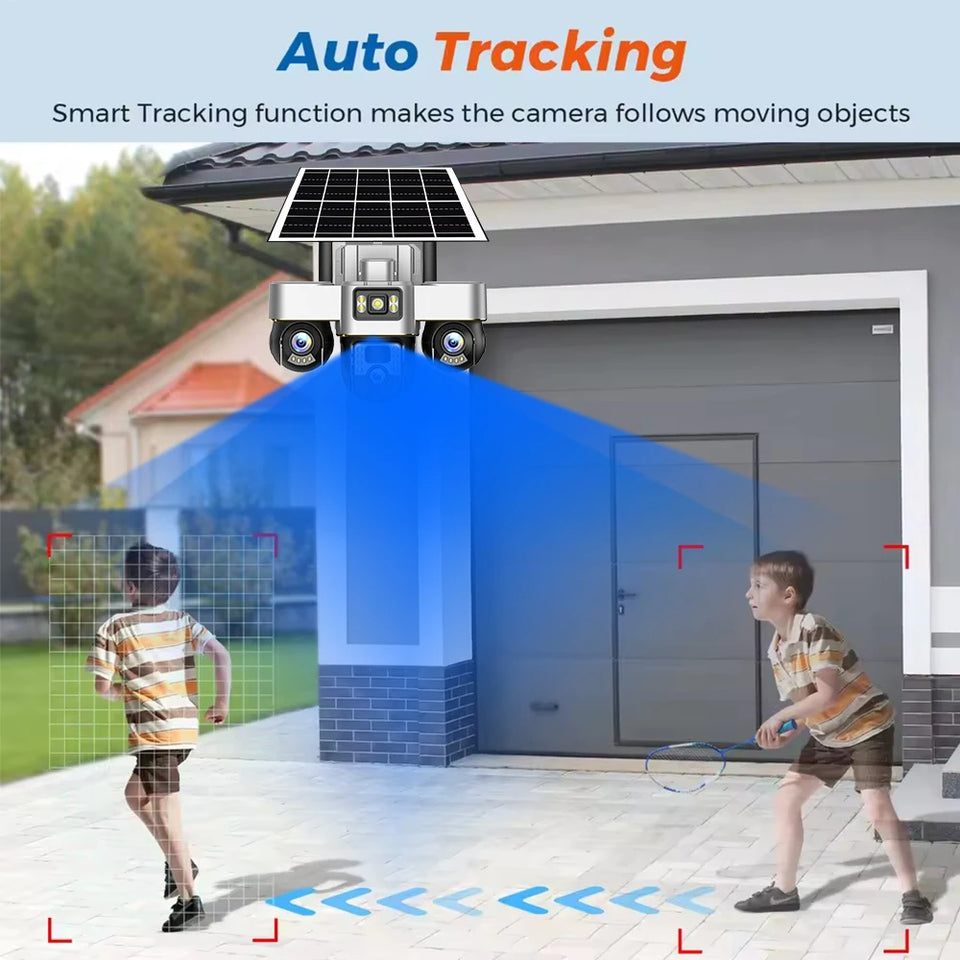 V380 Pro Solar Camera 3 Lens WiFi Security Cameras Outdoor Smart Home Solaire Power PTZ IP 15MP Night Vision CCTV Surveillance