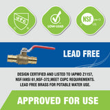 KING SMART 3/4" PEX A/F1960 PEX Ball Valve; CUPC NSF Lead Free Certified; for Hot and Cold Water; 1/4 Turn; 6 Pcs; 80283