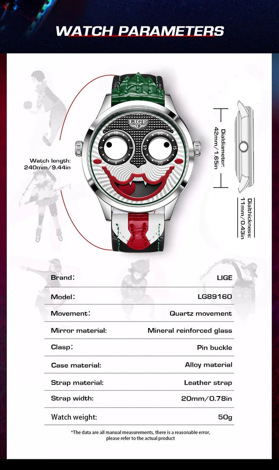 LIGE 2025 TOP Men's Watches Quartz Clown Dial Watches Unique Strange Fashion Cool Watch Waterproof watches for men reloj hommes