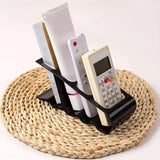 4-Remote Holder - Black Plastic Desk Organizer for TV Stand/Office, Space-Saving Storage Rack