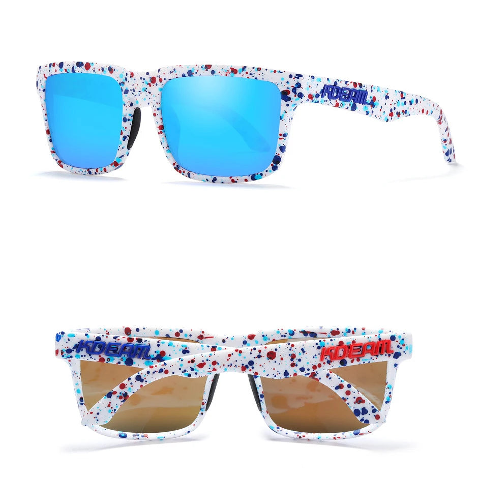 KDEAM New Arrivals Fashion Square Polarized Sunglasses For Men And Women Fishing Sun Glasses Colorful Lens With Hard Case