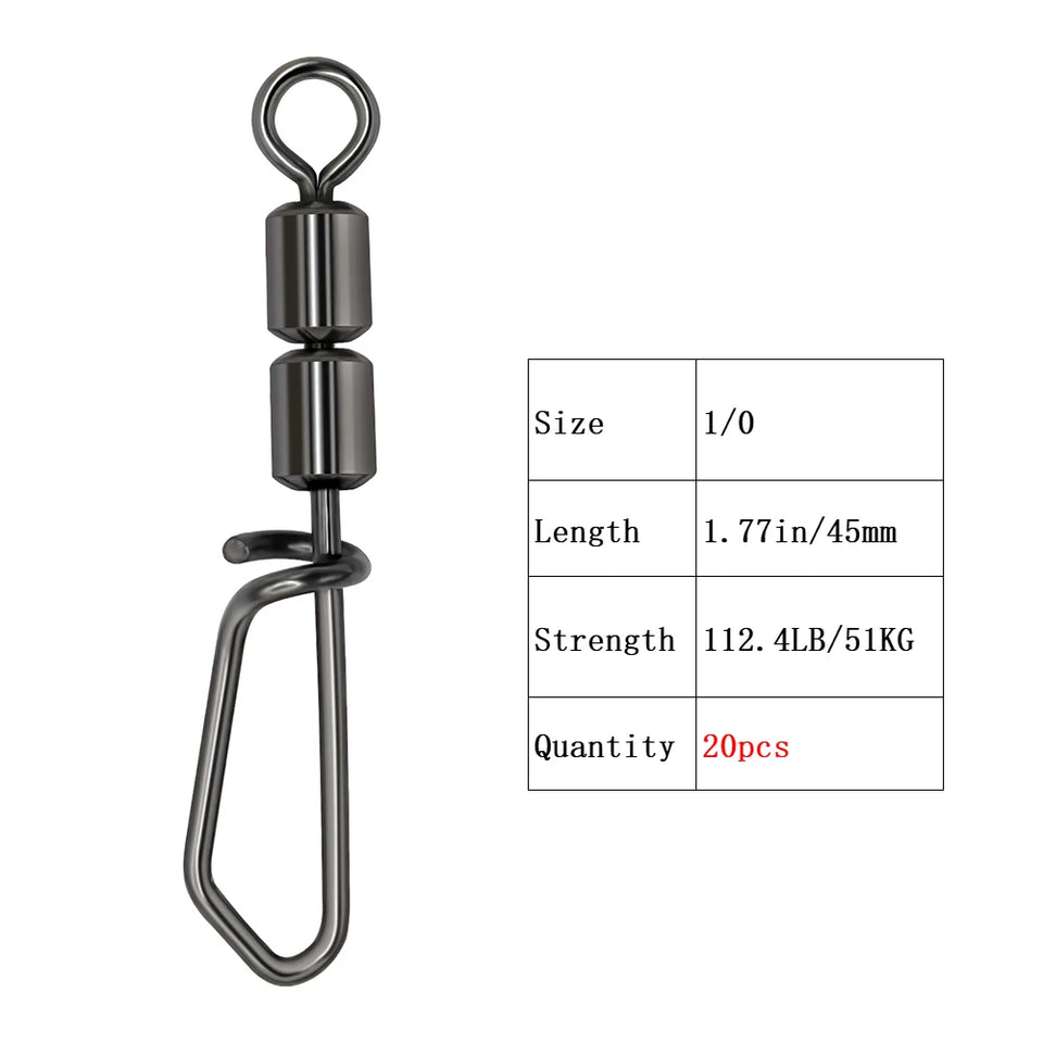 Goture 30pcs/lot Fishing Swivels High Speed Double Rolling Swivels Flexible Rotation Stainless Steel Swivel Fishing accessories