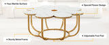 Tribesigns Faux Marble Coffee Table, White and Gold Flower-Shaped Accent Table for Living Room