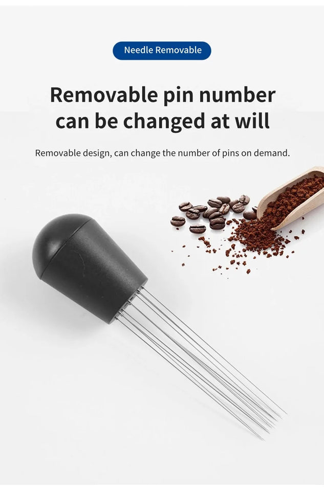 Espresso Coffee Stirring Tool, Coffee Powder Stirrer, Needle Distributor, Wood Handle, Barista Hand Distribution Tool