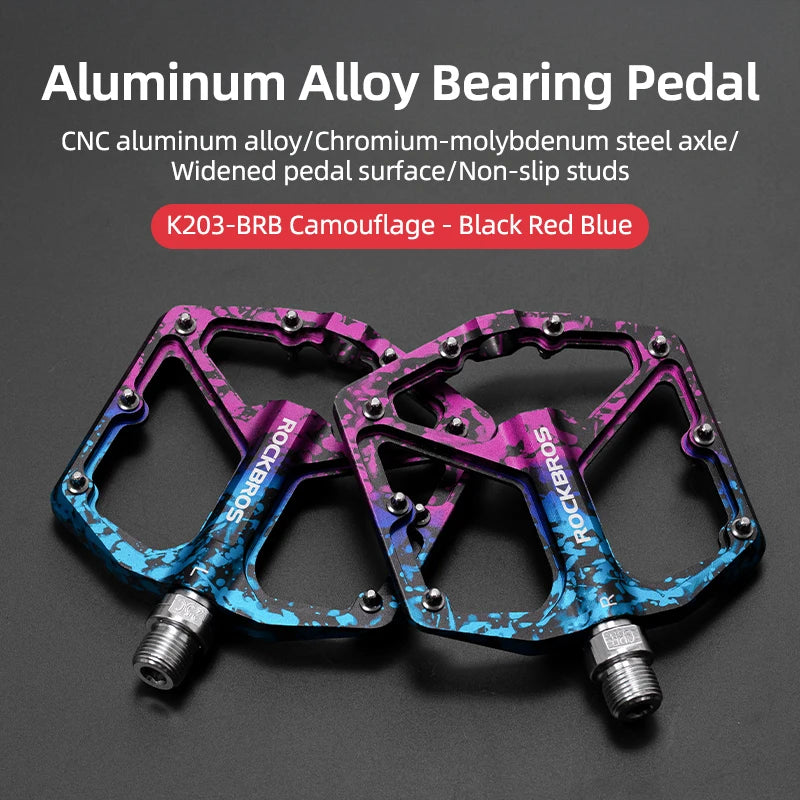 ROCKBROS Bike Pedals Aluminum Alloy Anti-slip Bicycle Pedals Ultralight Sealed Bearing One-piece MTB Road Mountain Cycling Pedal