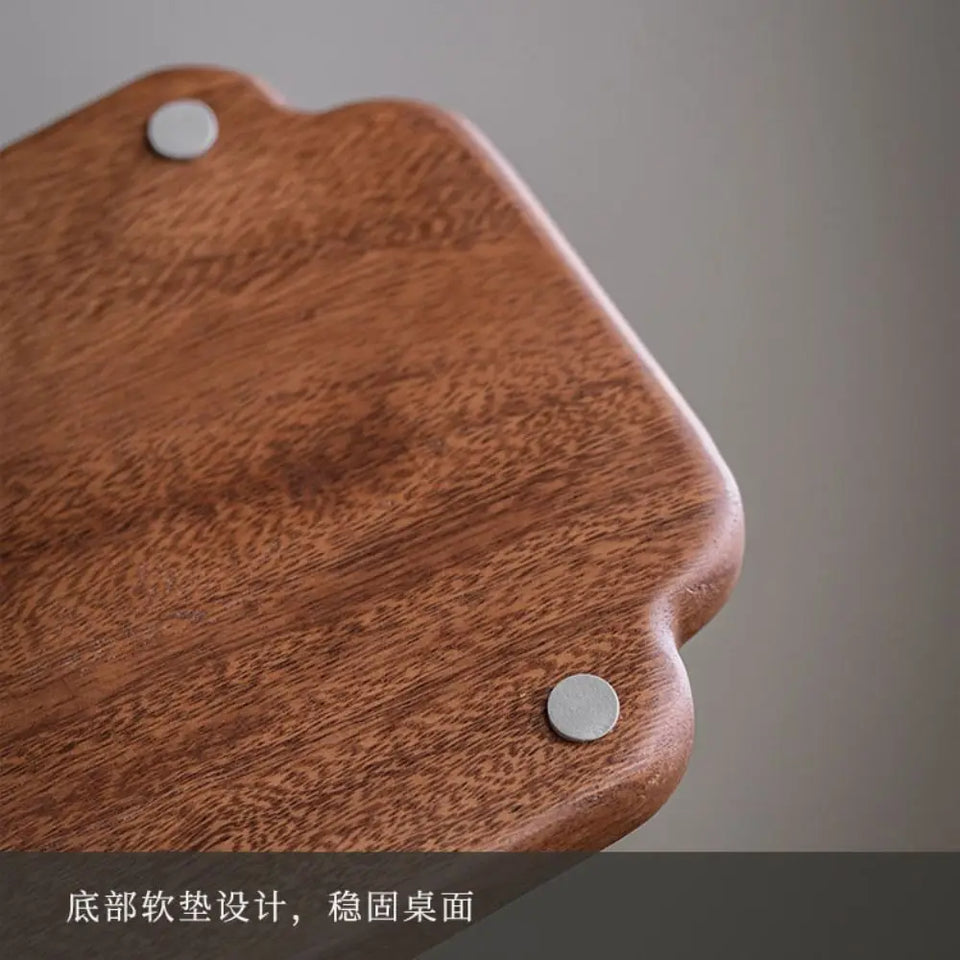 Retro Walnut Tea Tray Wooden Round Serving Platter Tray Leaf Storage Wooden Tea Tray Plate Tea