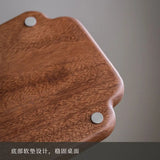 Retro Walnut Tea Tray Wooden Round Serving Platter Tray Leaf Storage Wooden Tea Tray Plate Tea
