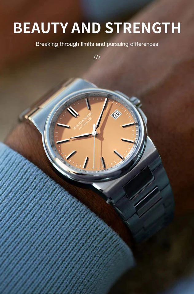 Specht&Sohne New Arrivals Blue Automatic Mechanical Watches For Men 38MM Stainless Steel Waterproof Classic Elegant Watch 50M