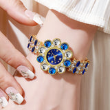 Luxury Rhinestone Women Watches Flower Dial Bracelet Quartz  Wristwatch for Ladies Clock Reloj Mujer