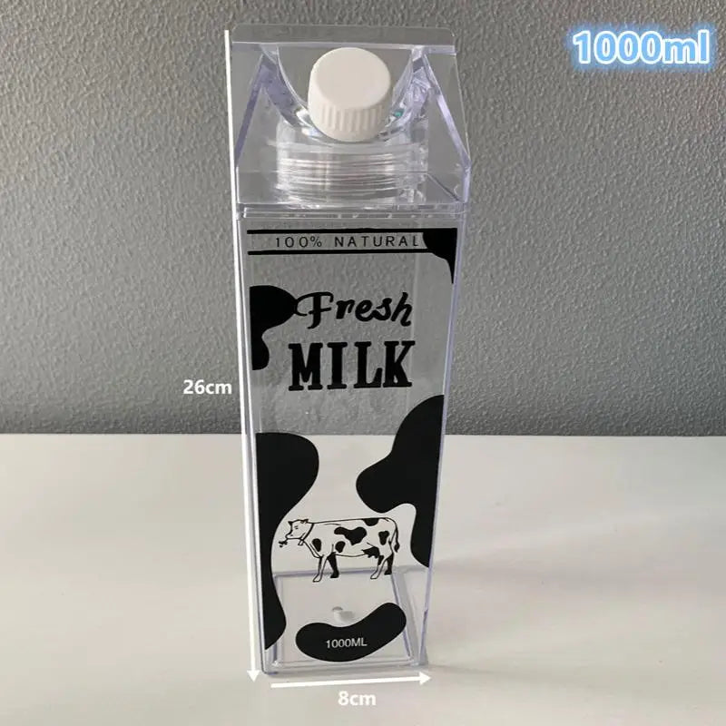 500/750/1000ML Milk Bottle Water Box Square Coffee Juice Tea Cup Transparent Milk Storage For Outdoor Sports Camping Gym