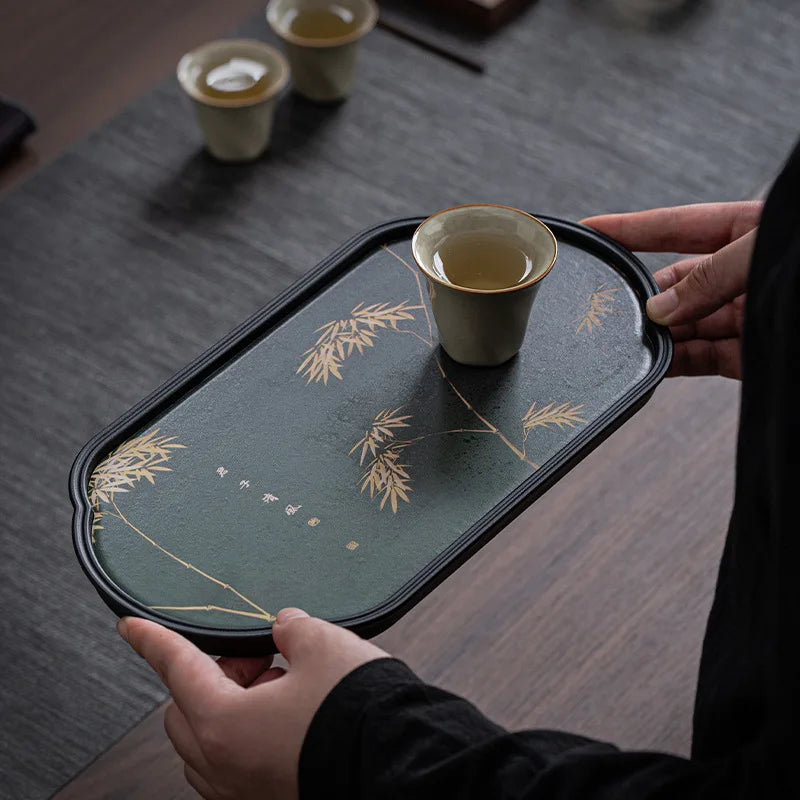 Tea Tray Dry Small Absorbent Tea Table Household 2024 New Pot Bearing Guochao Tea Ceremony Serving Tray