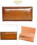 New Women Magnetic Hasp Wallet Genuine Leather Coin Purse Ladies Long Fashion Female Card Hold Money Bag AE501-1