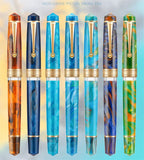 Smooth Asvine P20 Piston Filling Fountain Pen Acrylic Beautiful Patterns EF/F/M Nib with Golden Clip Writing Office Gift Box Pen