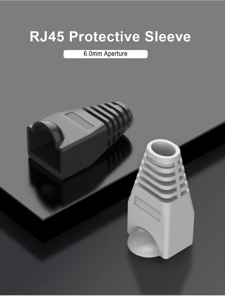 RJ45 Connector CAT6 CAT5e Connector Protective Cover Adapter Cap Ethernet Network Cable Plugs RJ45 Cat5/6 10 colour Sleeve