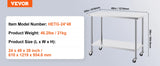 VEVOR Stainless Steel Work Prep Table with 4 Wheels 3 Adjustable Height Levels Heavy Duty Food Prep Worktable for Hotel Home