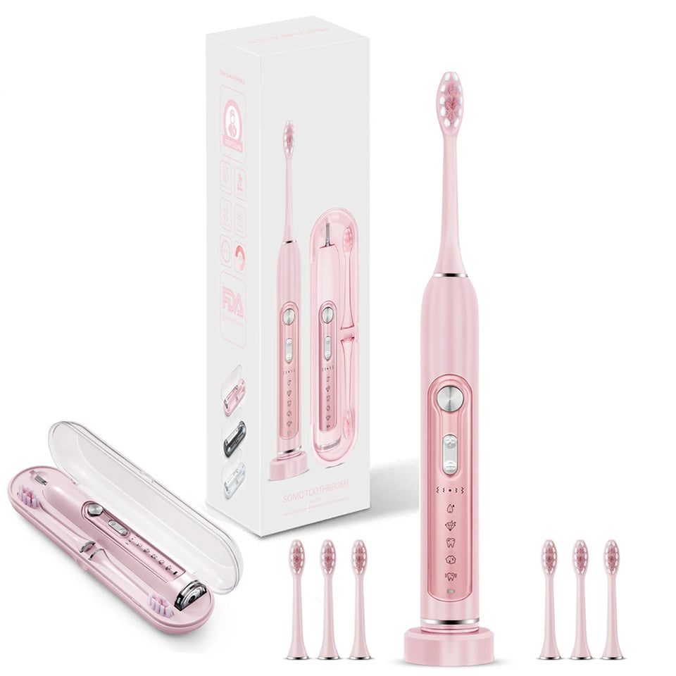 SUBORT S7 Super Sonic Electric Toothbrushes for Adult Kid Smart Timer Whitening Toothbrush IPX7 Waterproof Replaceable Heads Set