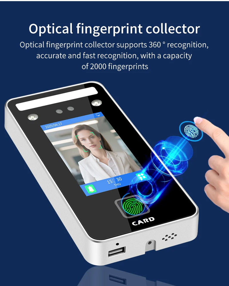 AI-Powered Biometric Fingerprint and Face Recognition 4.3in Turnstile Card Reader for Time Attendance and Access Control