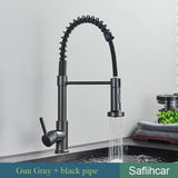 Brushed Gold Kitchen Sink Faucet Spring Pull-down Hot Cold Mixer Faucet Deck Installation Faucet