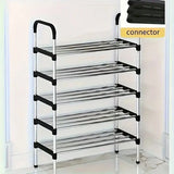 5-Layer Stackable Shoe Rack, Space-Saving Black & Blue Vertical Shoe Storage Cabinet for Wardrobes & Corners