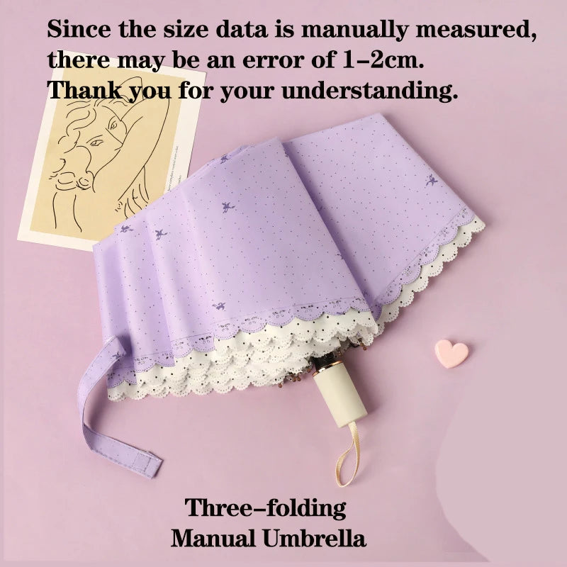 Women's Umbrella Lace Fashion Folding Umbrella Sunshade Umbrella Wind and Rain Resistance Travel Foldable Portable Student Gift