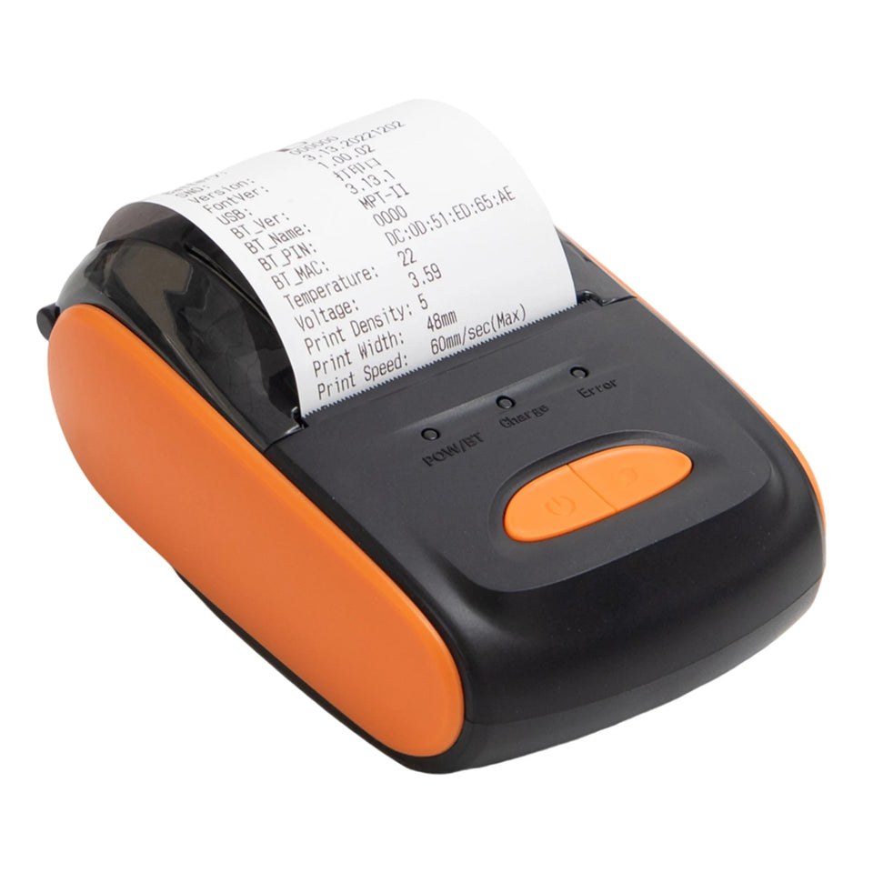 Receipt Printer Portable 58mm Mobile Thermal Printer Wireless BT Mini Bill Ticket Printing Printer with 1pcs Thermal Paper Rolls