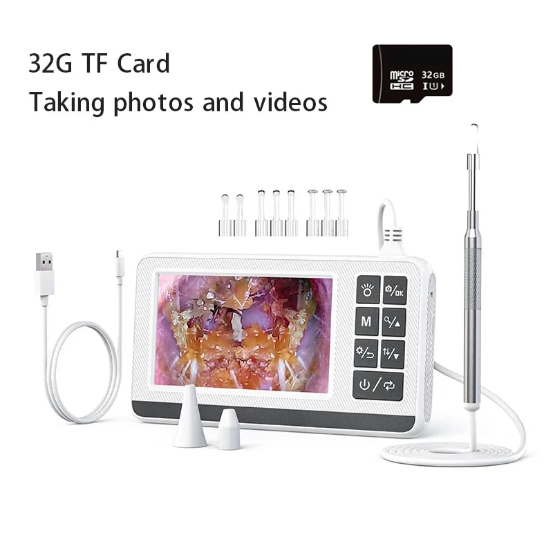 Ear Otoscope With 6LED Lights 3.9mm Ultra-Thin 1080PHD Smart Visual Ear Camera Digital Otoscope for Kids and Adults