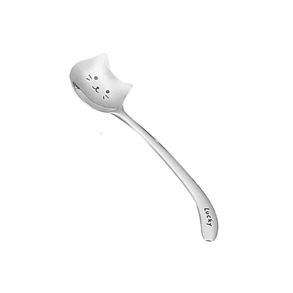 Funny Cat Spoons Cute Cartoon Meow Teaspoons for Coffee Dessert Cake Long Tail Spoon Birthday Gift Kitchen Tableware Accessories