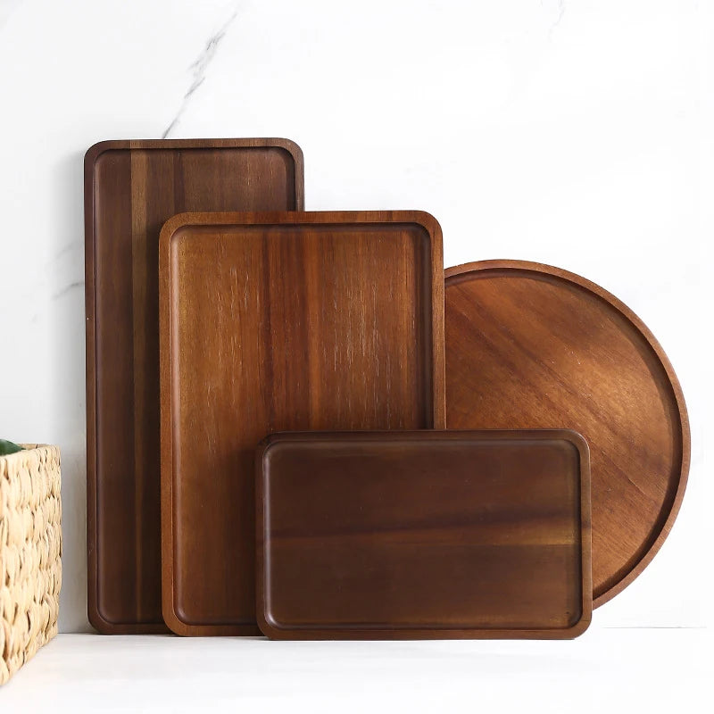Wooden Tray Whole Piece Walnut No Splicing Wooden Serving Board Natural Cut Wooden Serving Trays Coffee Tea Trays New Tableware