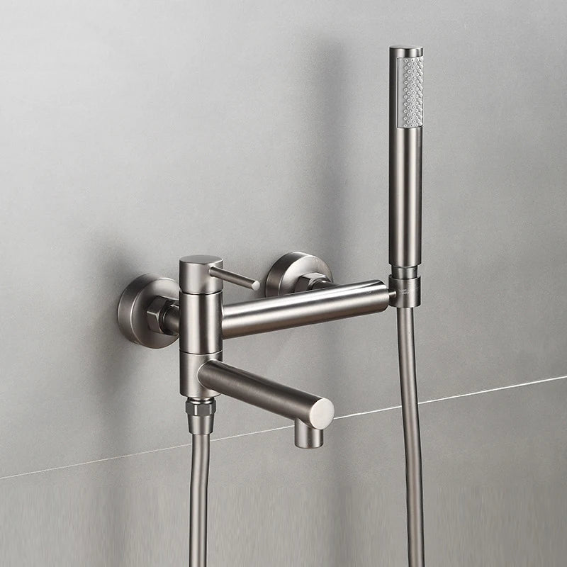 Bathtub Shower Faucet Brass Single Handle Waterfall Spout Wall Mounted Mixers Taps with Hand Shower Sets Bathroom Bidet Taps