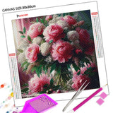 Huacan Peony Flower Diamond Painting New Arrivals 2025 Full Square Round Diamond Mosaic Wall Decor Rhinestone Pictures