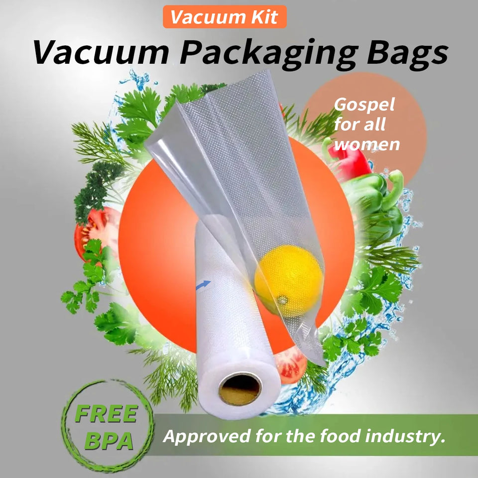 Single roll 3m food vacuum sealed bag roll, free of bisphenol A, seven layer co extruded diamond pattern food packaging bag