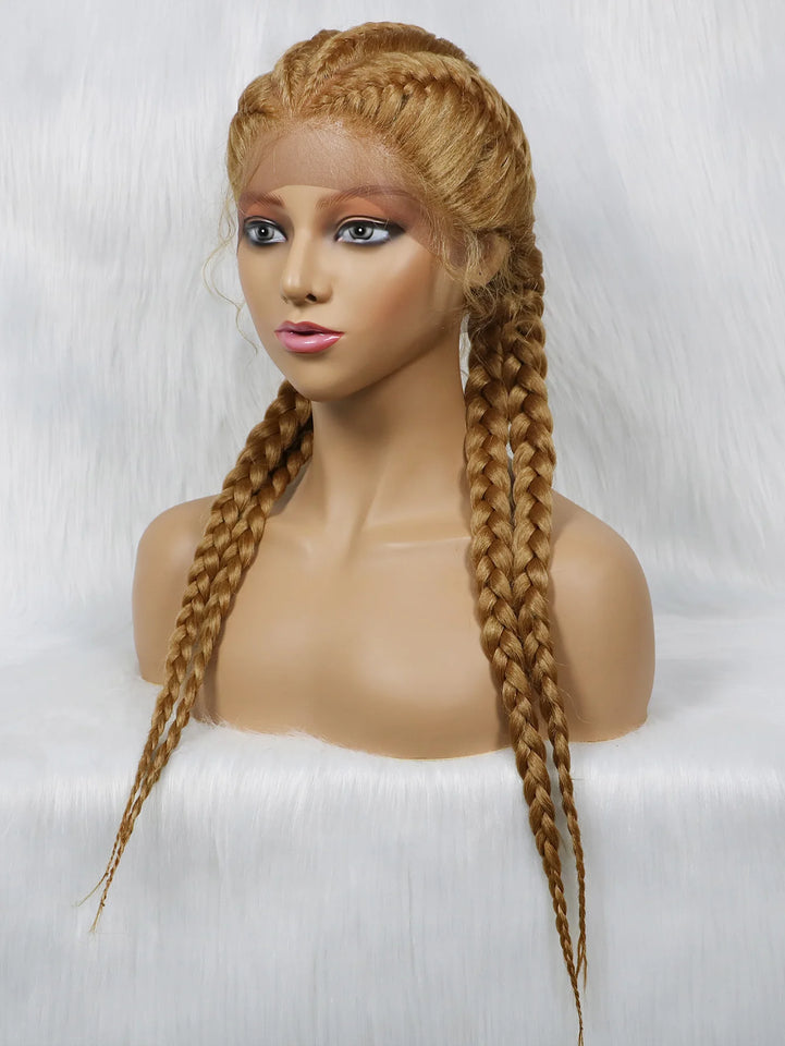 KIMA New Arrival 26 Inches Braided Wigs Synthetic Lace Front Hair Wig With Baby Hair for Black Women