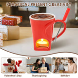 150ML Chocolate Fondue Cup European Candle Cup Ceramic Mug Heating Food Cheese Butter Coffee Mug With Fork Home Party Supplies