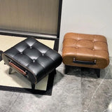 Furniture Small Upholstered Shoe Bench Oil Wax Leather Padded Entryway Shoe Changing Stool Modern Minimalist Living Room Ottoman