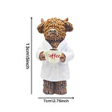 1 Piece of Creative Highland Cow Drinking Coffee Statue Decoration, Scottish Cow Drinking Coffee Ornament, Suitable for Living Room, Office, Bathroom Decoration, Holiday Gift, Best Gift for Best Friend
