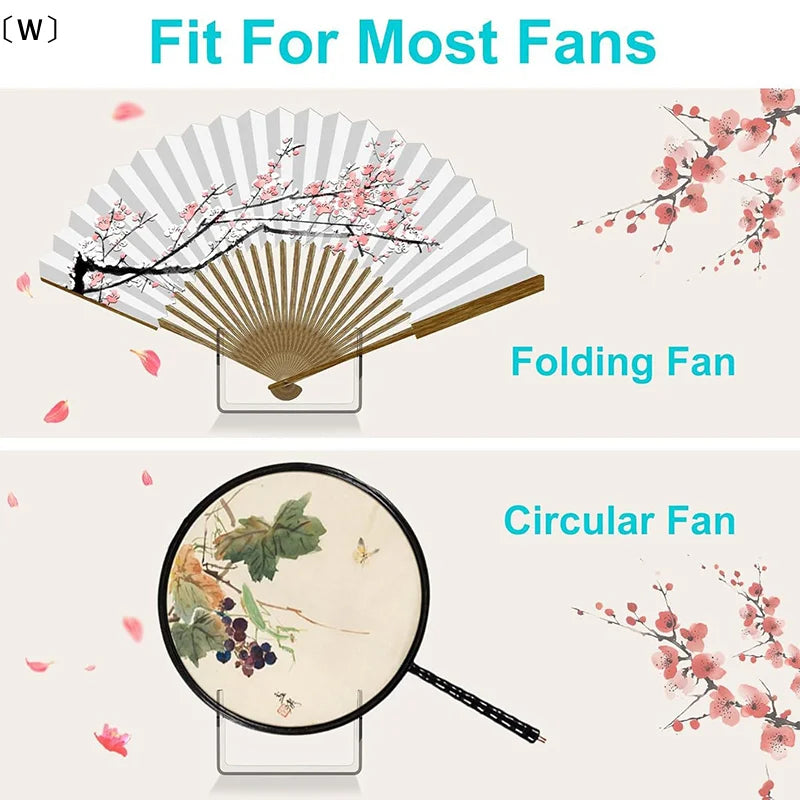 〔W〕1/2pcs Acrylic Fan Display Stands Foldable Fan Stand Holder Space-Saving Desk Organizer For Japanese & Chinese Hand Fans